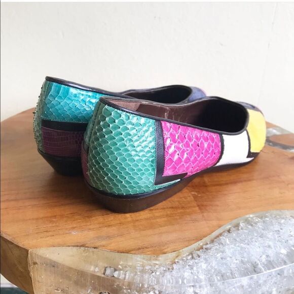 PAUL MAYER 1980’s Vintage Snakeskin Shoes Flats 7B - Picture 6 of 8